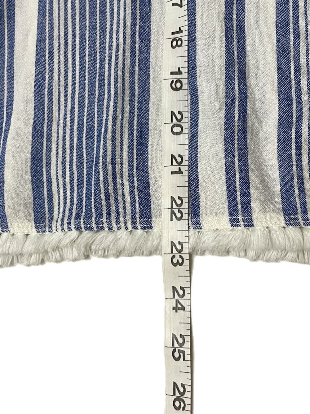 Bella Dahl Linen Blend Swing Tank Top M Blue White Stripe Fringe Frayed Coastal - Picture 9 of 12